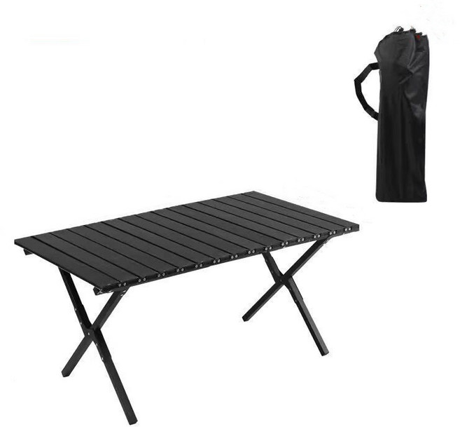 Frokom 와이드 캠핑 테이블 접이식 경량 롤테이블 중형 대형, 블랙