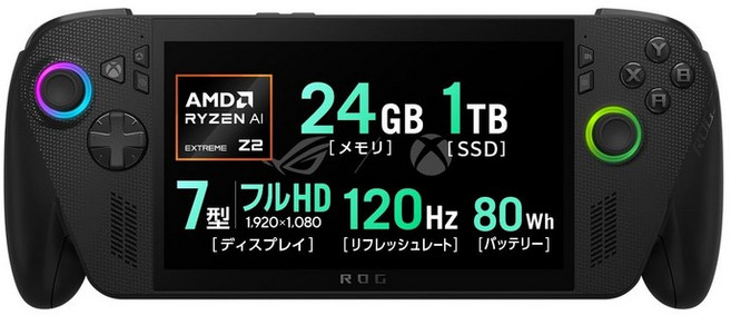 ASUS 게이밍 PC ROG Xbox Ally X RC73XA 7인치 Ryzen AI Z2 Extreme 메모리 24GB SSD 1TB