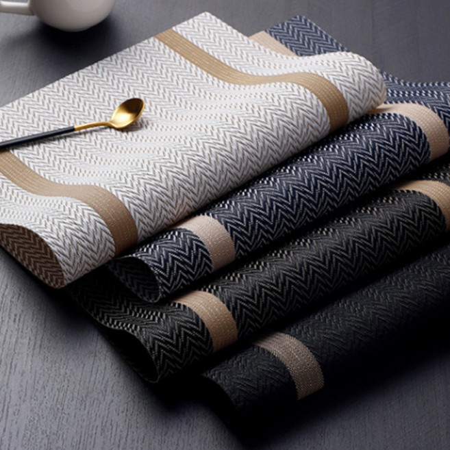 산토초이 테이블매트 식탁 4p 세트 양면 유럽 스타일, 4개, 45x30cm, 식탁매트_블랙