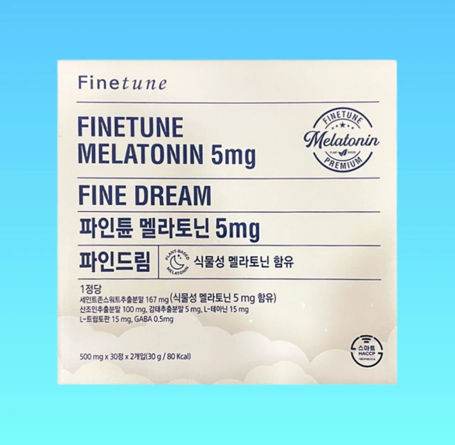 파인튠 멜라토닌 5mg 파인드림 식물성 멜라토닌 함유, 1개, 60정 - 쿠팡