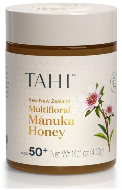 자연 꿀 프리미엄 벌꿀 타히 MGO 50+ 멀티플로럴 생 마누카 뉴질랜드 100% 지속 가능하고 비GMO 글리포세이트 프리 글루텐 퓨어 14.1온스