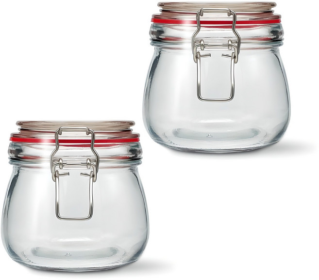 미르코리아 메탈글라스자 클립 유리병, 450ml, 2개