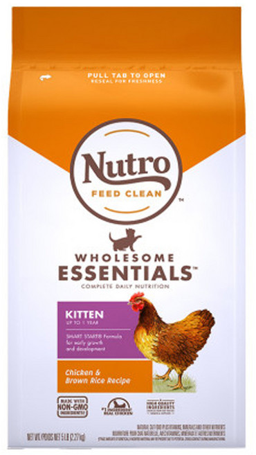 뉴트로 캣 1세 이하 오리지널 닭고기와 현미 건식사료, 3개, 닭, 2.27kg