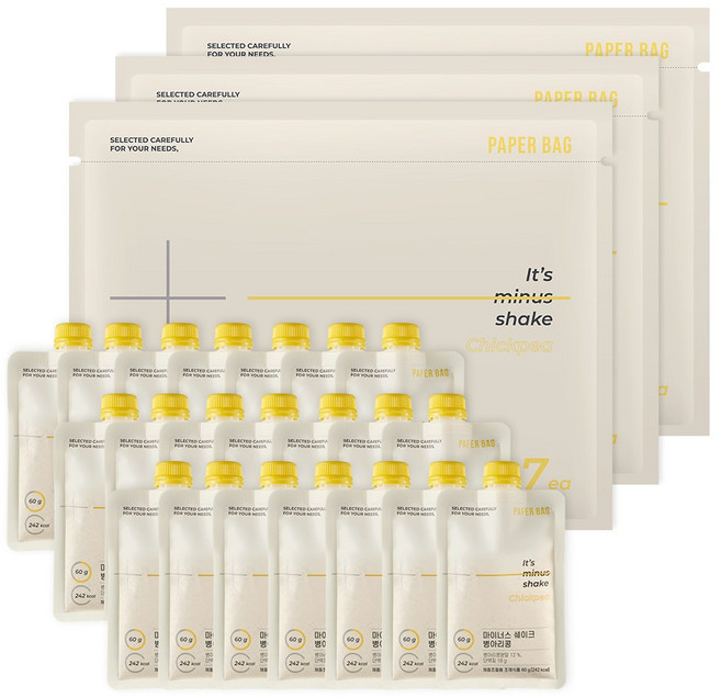 페이퍼백 마이너스 쉐이크 병아리콩 3주플랜 체중 조절식, 60g, 21개