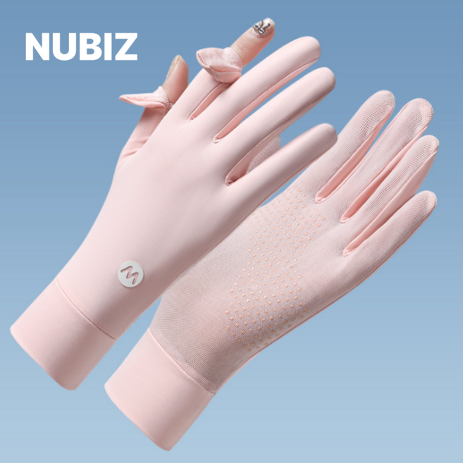 누비즈 여성용 쿨 메쉬 논슬립 자외선차단 운전 장갑 4color