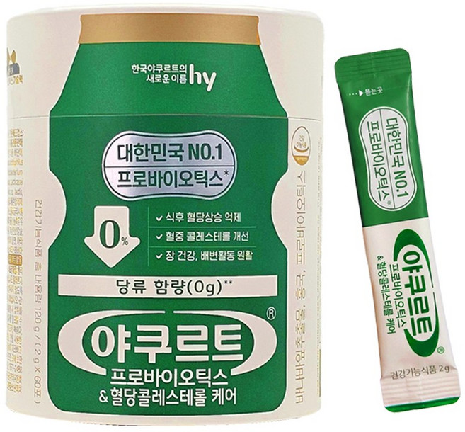 에치와이 야쿠르트 한국 프로바이오틱스 혈당콜레스테롤 케어 60p, 120g, 1개