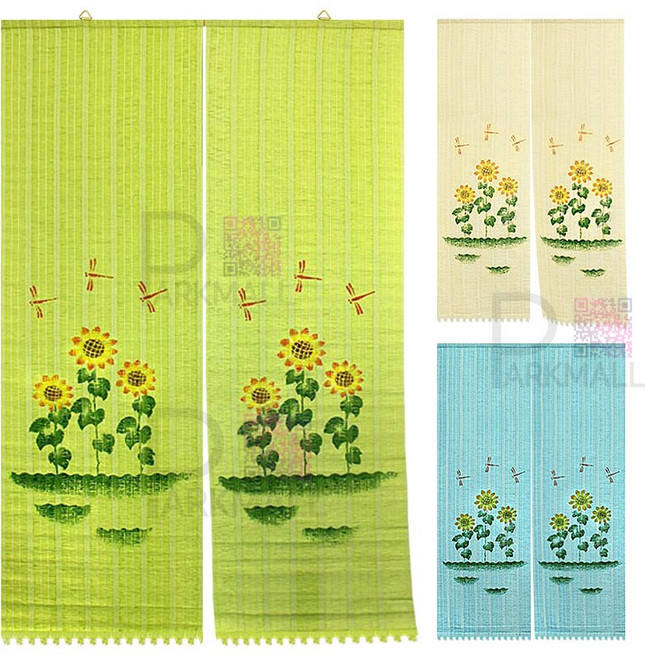 양갈래 가리개 문발 97x150 무지 문양없음 (가림막 커튼 주방 현관문발 창문 베란다 바란스 블라인드 출입문 식당), 그린, 그린 문양없음