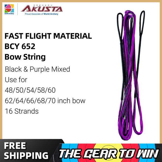 Recurve 652 빠른 48 재료 70 보라색 검정색 문자열 BCY 16 18 Akusta Bow 비행 혼합 인치 가닥, 1개, AMO-70inch Bow 16st