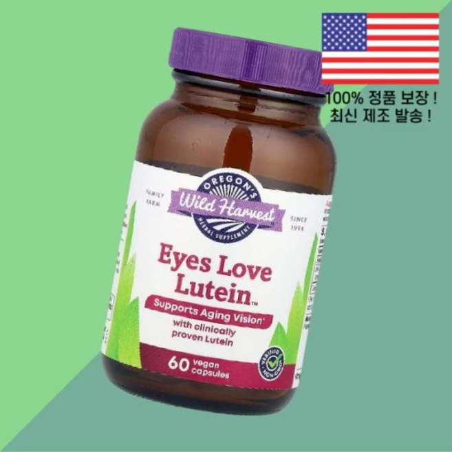 오리건 와일드 하베스트 아이 러브 루테인 식물성 베지캡슐 60정 Oregon's Wild Harvest Eyes Love Lutein 60 Vegan Capsules, 오리건 와일드 하베스트 아이 러브 루테인 식물성 베지캡, 1개 - 쿠팡
