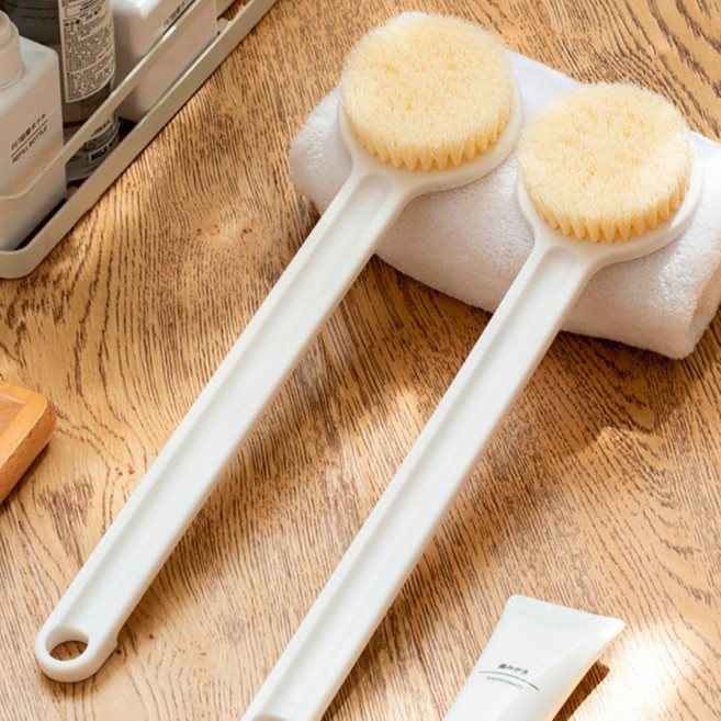 목욕용품 긴손잡이형 등 때타올 때밀이 바디 브러쉬, 샤워 브러쉬/화이트, 1개