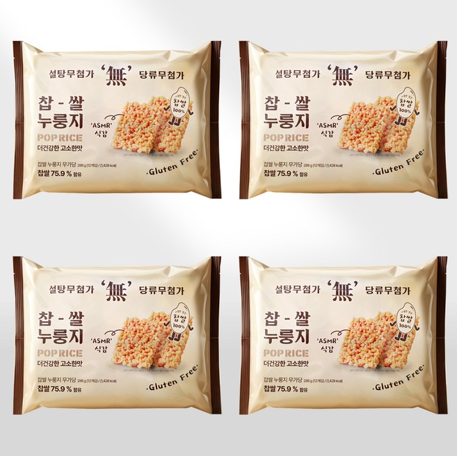 찹쌀 누룽지 무가당 무설탕 스낵, 4개, 288g