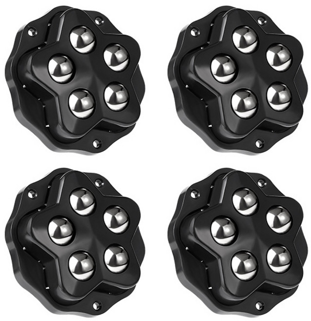 鋼珠萬向輪 升級五珠款滑輪 收納箱/家具/家電底部滾輪 適用於各種場景, 1個, 升級五株款萬向滑輪(4入)-黑色