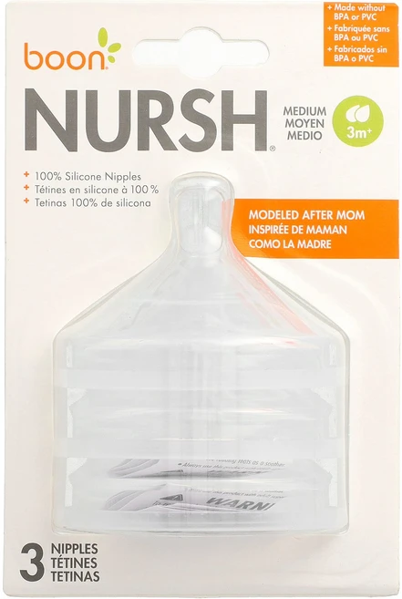 Boon Nursh® 실리콘 젖꼭지 중형 3개월 이상 3개 젖꼭지 Boon (분), Boon, Nursh®, 실리콘 젖꼭지, 중형, 3개, 1 - 쿠팡