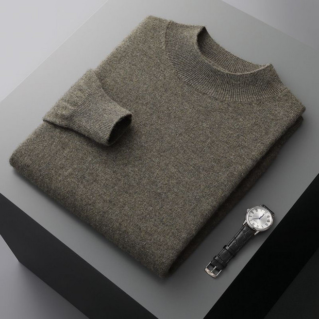 남성 반폴라 티셔츠 가을 겨울 캐주얼 풀오버 솔리드 니트 이너 긴팔 티셔츠 루즈핏 도톰 남자 긴팔티 상의 WMY