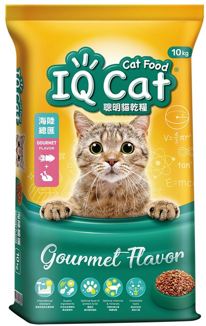IQ Cat 聰明貓 成貓用 乾糧, 10kg, 1袋, 海陸總匯口味