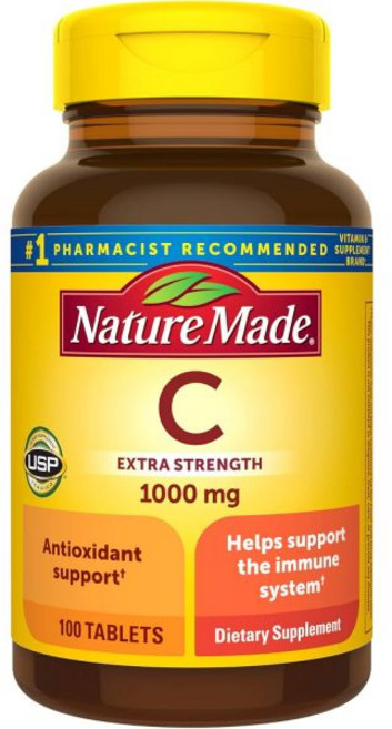 네이처로 메이드 비타민 C 1000mg 면역 지원용 건강 보조제 분 Nature, 100개 (1팩), 1개, 100정