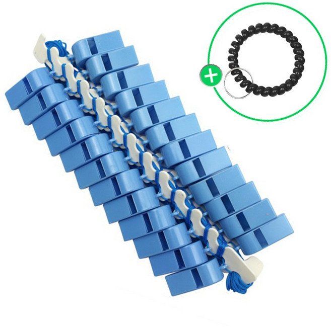 (칼라 호루라기 2호 24P+스프링키고리1P) 호로라기 플라스틱 휘슬 호각 피리 경보음, 24개, 3) 블루