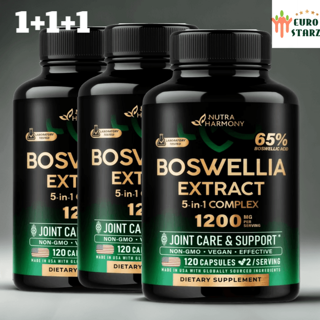 뉴트리아하모니 보스웰리아 1200mg 강황 히알루론산 MSM 세라타 65% 보스웰리아산, 120정, 3개