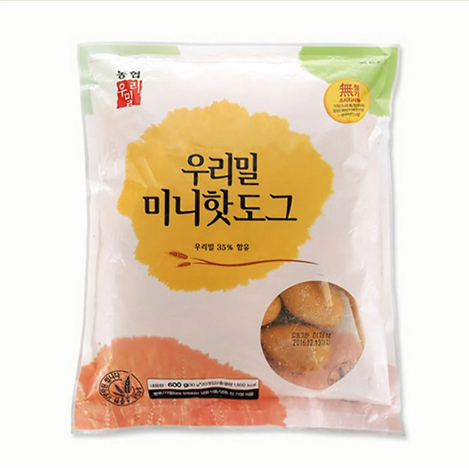 국산밀 100% 한국 우리밀 농협 우리밀 미니 핫도그, 600g, 1개