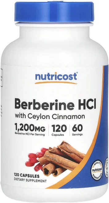 Nutricost 베르베린 HCl 실론 시나몬 함유 1200mg 캡슐 120정(1정당 600mg), Nutricost베르베린HCl실론시나몬함유1200mg캡, 1개, 120정 - 쿠팡
