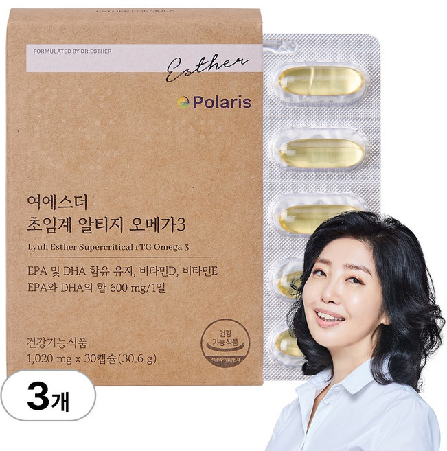 본사직영 여에스더 초임계 알티지 오메가3 1020mg, 30정, 3박스