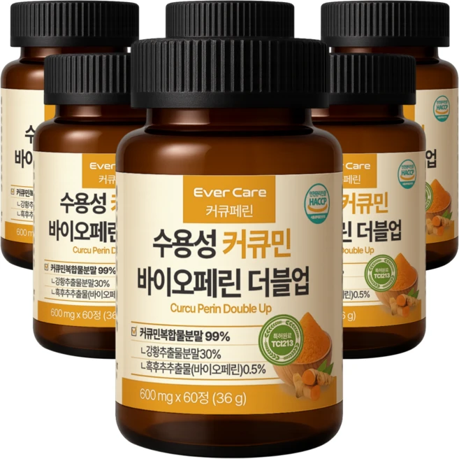 커큐페린 수용성 커큐민 바이오페린 국내특허원료 함유 정제형 강황, 6개, 60정 - 쿠팡