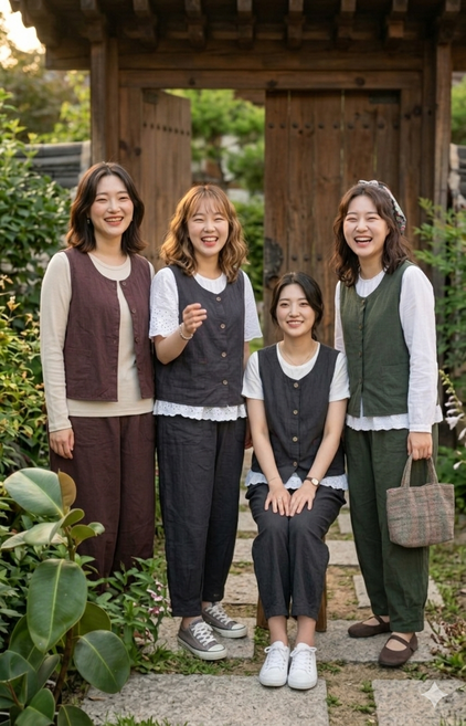 대신승복 여자절복 미니조끼바지 리본 조끼바지 법복 봄가을옷 춘추복 면 승복 개량한복
