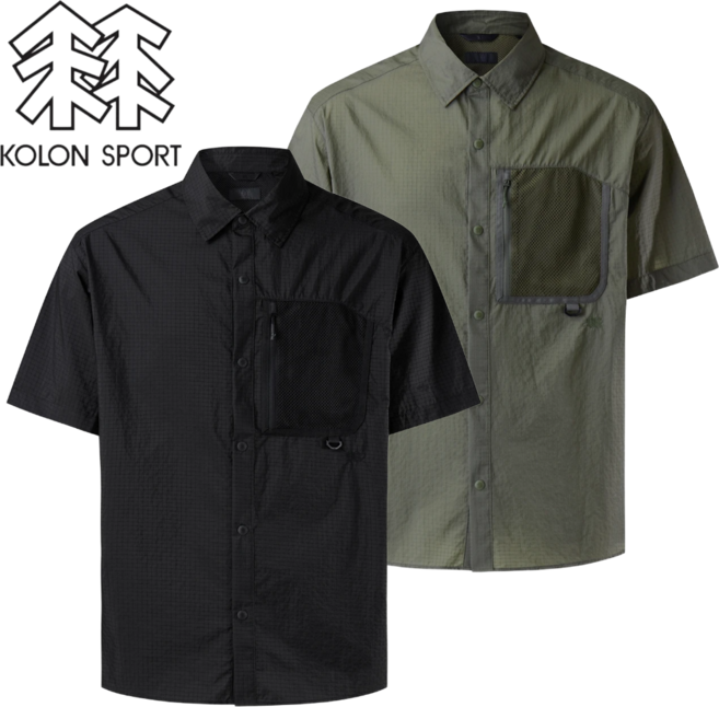 [매장발송]코오롱스포츠 남성 반팔티 카라 포켓 매쉬 가벼운 티셔츠