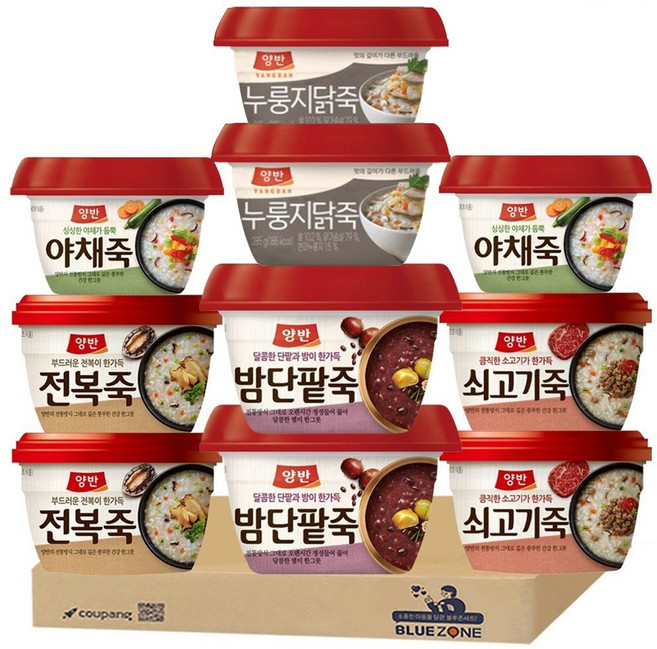동원 양반죽 간편식 5종 10개 밤단팥죽+쇠고기죽+전통잣죽+야채죽+전복죽
