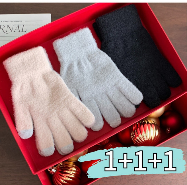 셀조이 여성 겨울 니트 울 털장갑 터치 장갑 3종세트