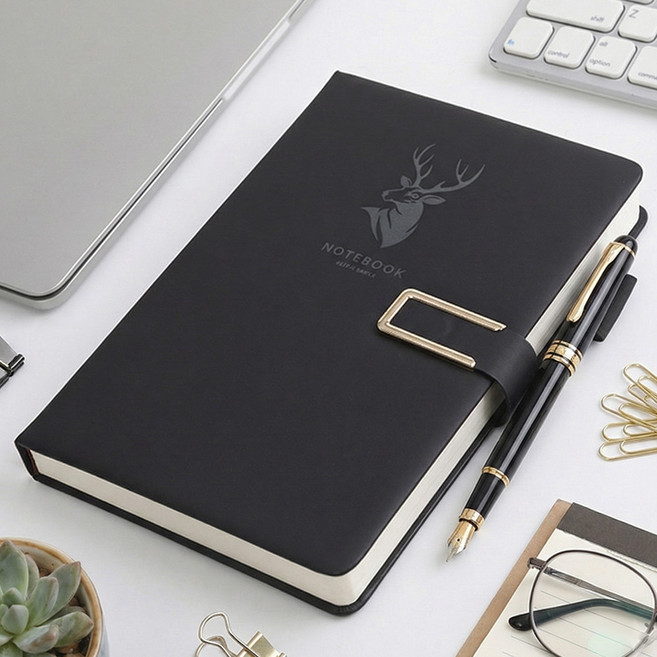 앙플러스 프리미엄 다이어리 성인 일기장 노트, 1개, 블랙