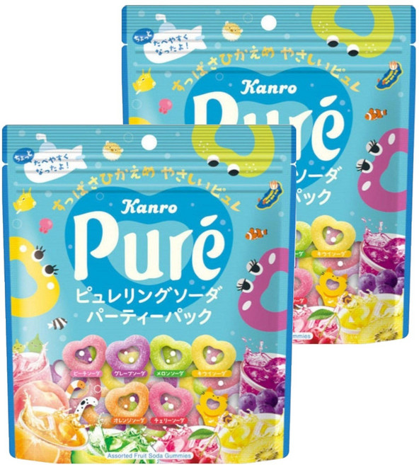칸로 퓨어링 소다 파티 팩 피치 + 그레이프 + 멜론 +키위 + 오렌지 + 체리 맛, 156g, 2개