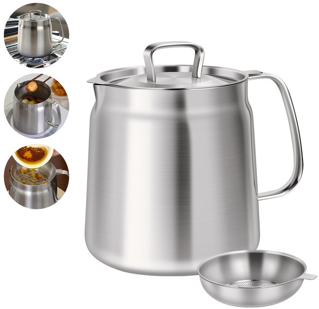 뉴스타 인덕션 304스텐 주전자 멀티 케틀팟 인덧션 가스 겸용, 원색, 1세트, 2L, 케틀핏+오일 필터