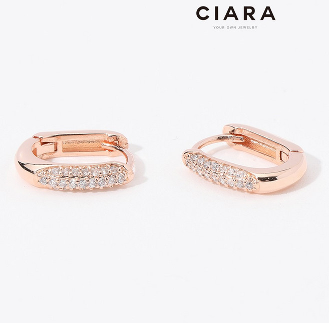 CIARA 14K Saviano 풀샤이닝 U라운드 원터치 귀걸이(GoldPlated)