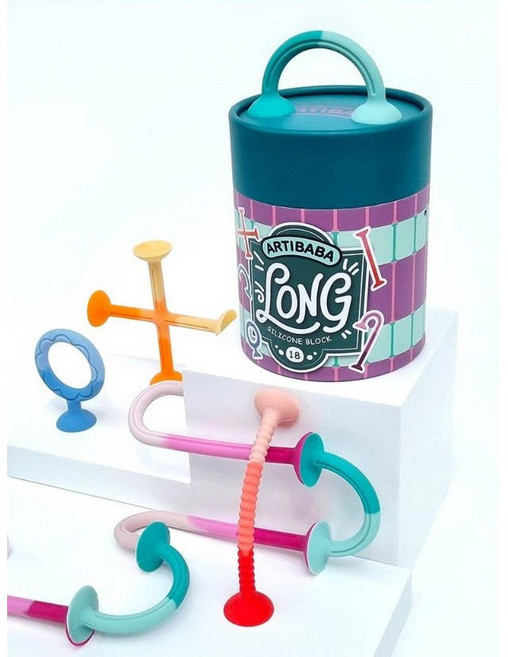 아티바바 유아 실리콘 블럭 롱 블럭 18pcs (오징어 팝콘 블럭 호환), 1개, 8색