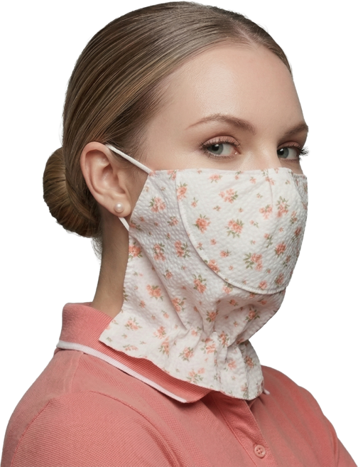 에코리즈 시어서커 자외선차단 멀티 마스크 숏타입 국내생산, 2개, 플라워피치