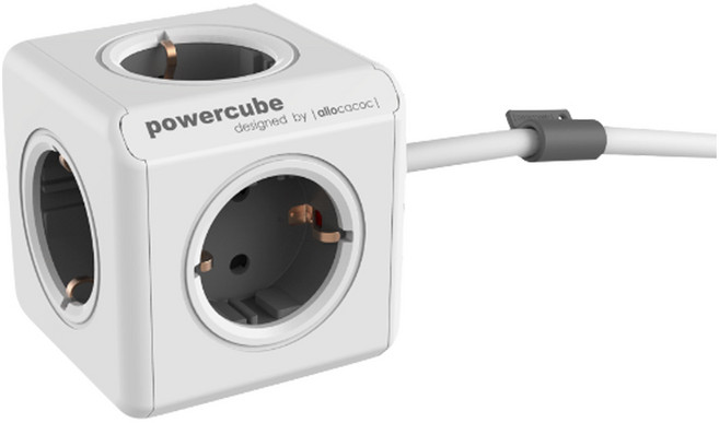 파워큐브 멀티탭 고용량 멀티탭 익스텐디드 화이트 그레이 5구 컬러4가지 선길이 1.5M 접지 콘센트 멀티콘센트 대용량 노출콘센트 멀티코드 교체 정리 에어컨 전자레인지 냉장고 전용, 7.5cm, 1개