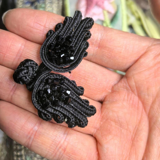 中國風盤扣 旗袍服裝裝飾釦, 1個, 手掌扣黑色一對, 黑色