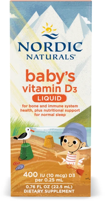 Nordic Naturals 베이비 비타민D3 리퀴드 400IU 유아 아기 비타민D 드롭, 1개, 22.5ml - 쿠팡