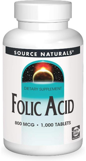 Source Naturals 엽산 800 mcg 식이 보충제 - 1000 정, 1000정, 1개