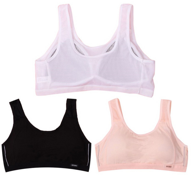 르브니 주니어 스포츠브라 3종세트 여학생 브라 세탁에 용이한 일체형 패드 메쉬소재 통기성 UP