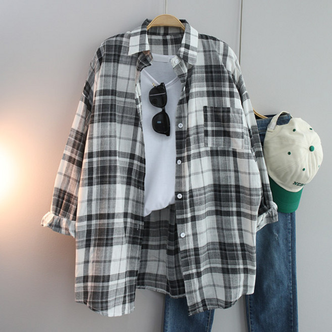 달콩 여름셔츠 박시 빅사이즈 비트오버핏체크남방
