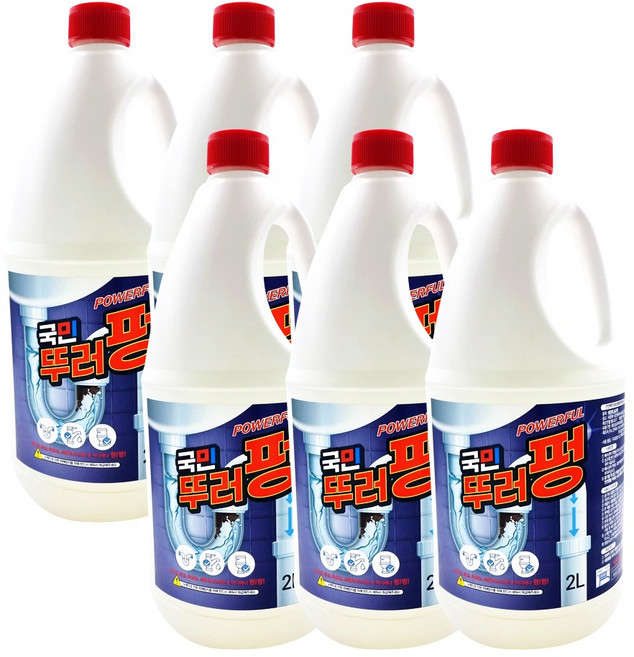 국민뚜러펑 배수구세정제 2L*6, 6개, 2L