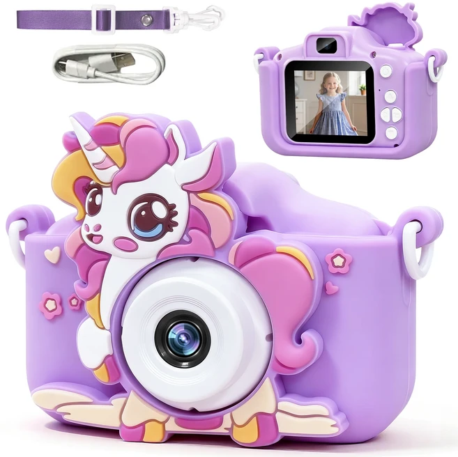 어린이 카메라 1080P HD - TF 카드 포함 20MP 듀얼 렌즈와 모드 5-12세 위한 야외 모험 장난감, 01 Purple-No-Card