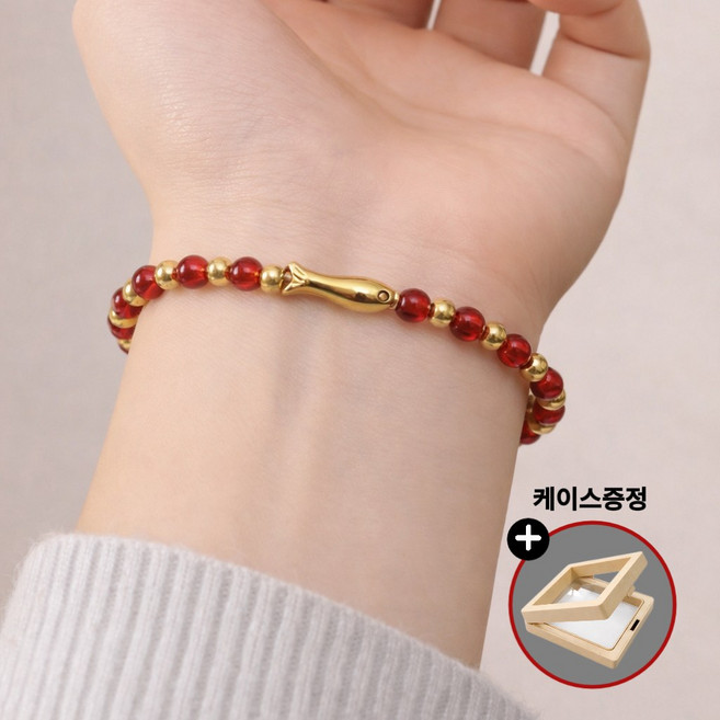 호안석 물고기 행운 팔찌 천연 원석 소원 4mm팔찌 재물 건강 사업 합격