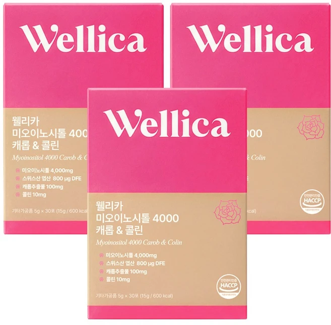웰리카 프리미엄 미오이노시톨 4000 캐롭 & 콜린, 3개, 150g - 쿠팡