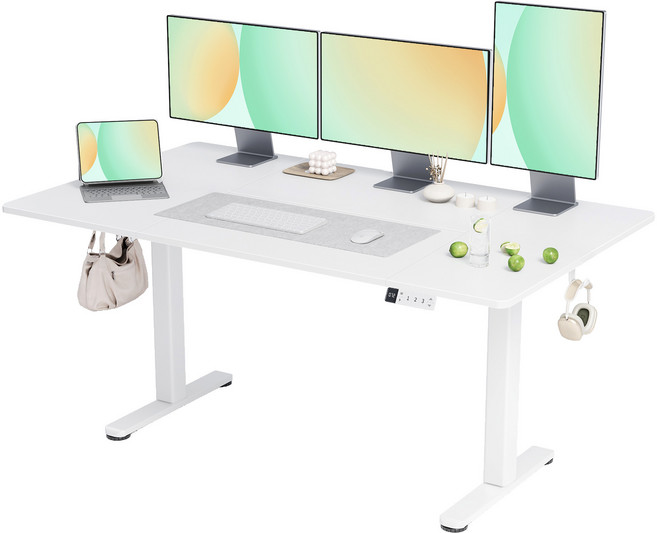와이드상판 모션데스크 높이조절 전동책상 공부 사무용 조절 스탠드 테이블, 백색
