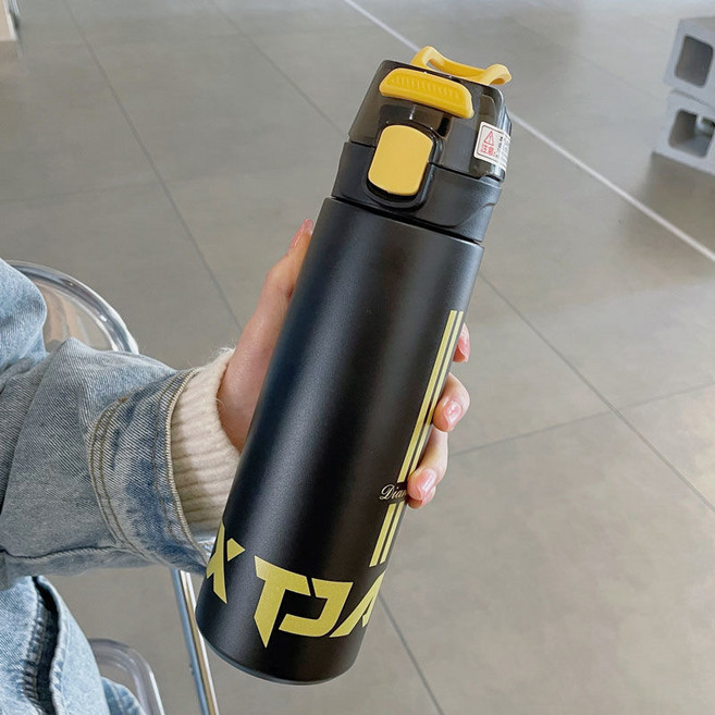 DFMEI 땡땡이 텀블러 304 스테인리스 물컵 대용량 남녀 스포츠 휴대용 컵 야외 물병, 재즈블랙550ml, 1개