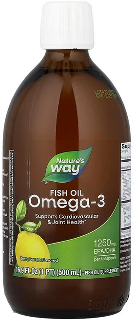 Nature's Way 피쉬 오일 오메가3 제스티 레몬 500ml(16.9fl oz) Way (네이처스 웨이), 1개, 500ml - 쿠팡