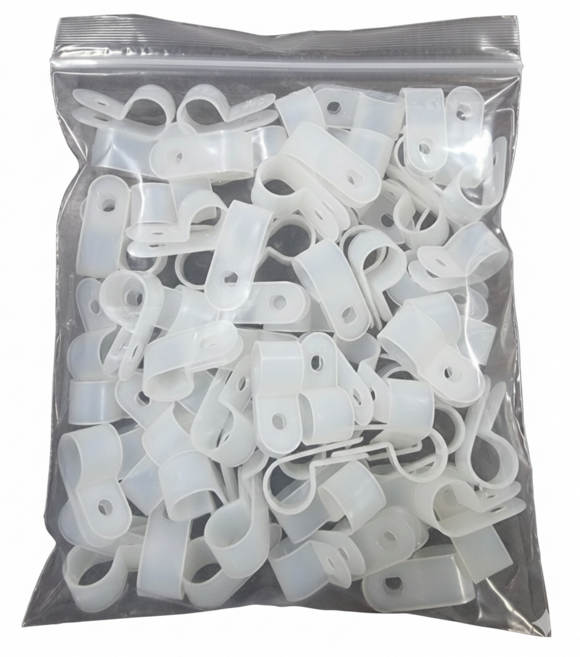PVC새들100개 케이블클램프 플라스틱새들 전선새들 전선클램프 케이블고정 정리, 1세트